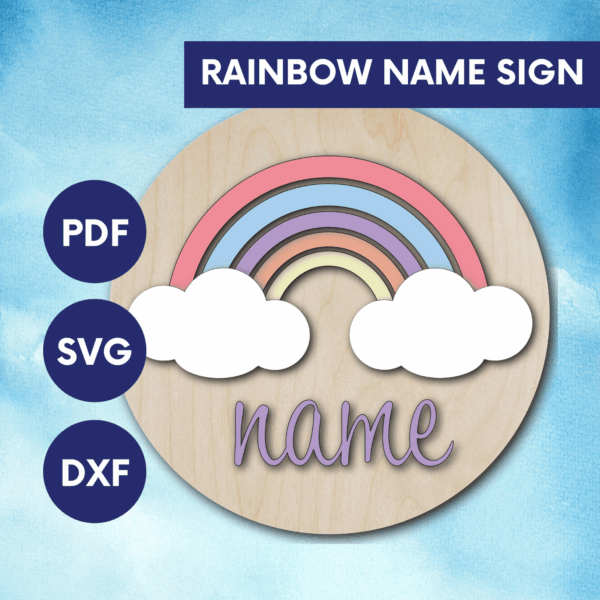 Laser Cut Rainbow Name Plate SVG | Kids Door Sign