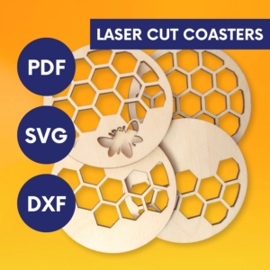 Laser Cut Beehive Coaster SVG | Honeycomb Drink Coaster Set