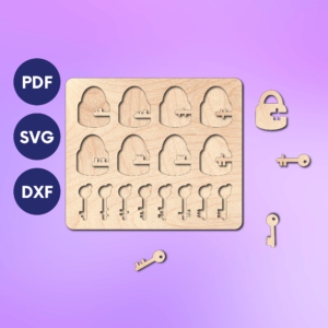Laser Cut Key Puzzle SVG | Montessori Shape Matching Toy