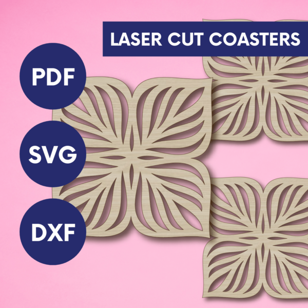 Laser Cut Floral Coaster SVG | Floral Drink Coaster Set