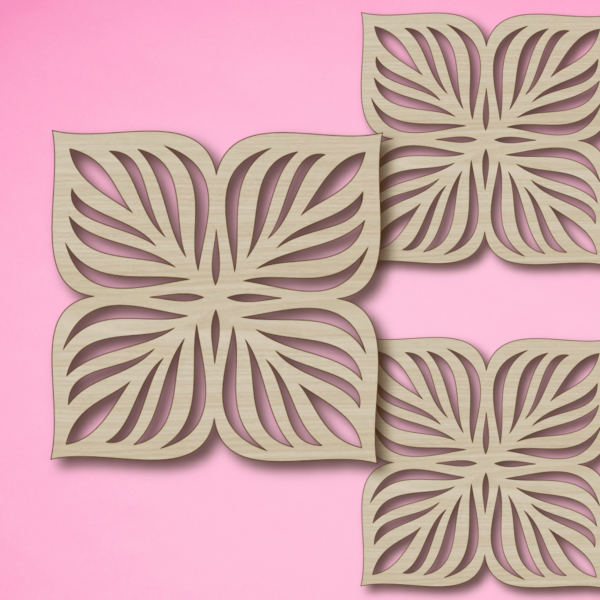 Laser Cut Floral Coaster SVG | Floral Drink Coaster Set - Image 3