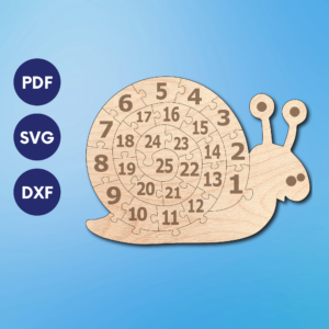 Laser Cut Number Puzzle SVG | Montessori Snail Counter