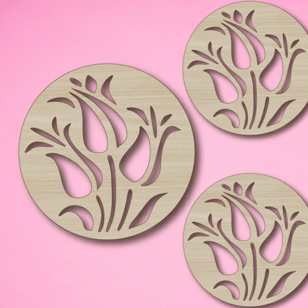 Laser Cut Tulip Coaster SVG | Floral Drink Coaster Set - Image 3