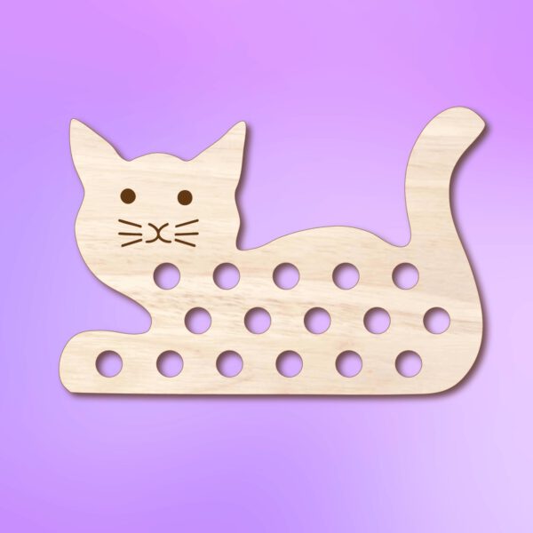 Wood Threading Toy Cat Lacing Shape - Image 3